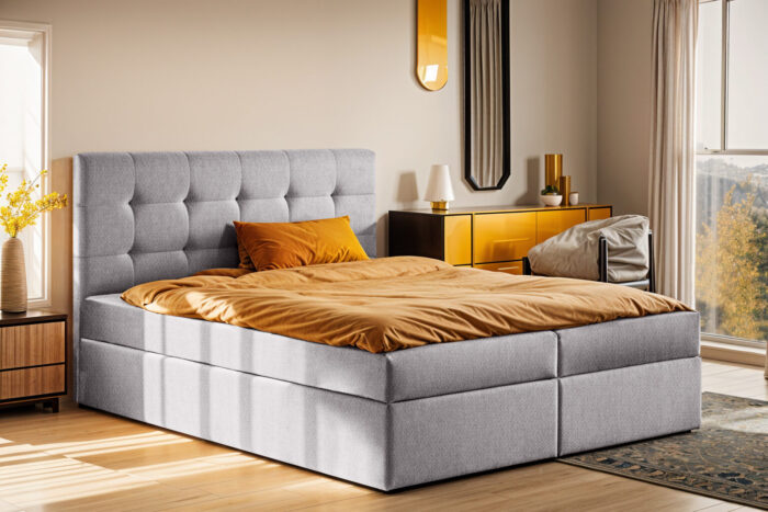 Boxspringbett mit matratze und bettkasten, Schlafbett LUDANO stoff Soro