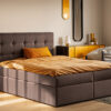 Boxspringbett mit matratze und bettkasten, Schlafbett LUDANO stoff Noel