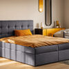 Boxspringbett mit matratze und bettkasten, Schlafbett LUDANO stoff Noel