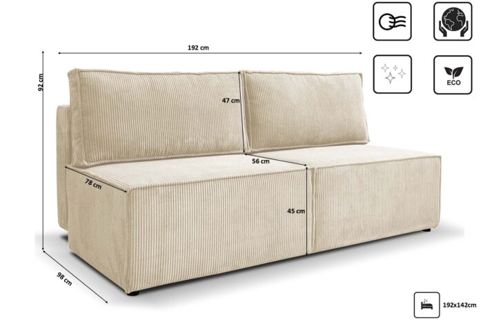 Sofa, Schlafsofa mit Bettzeugfach COMPI
