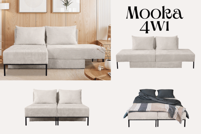 Ecksofa mit schlaffunktion, Sofa, Betten, Liegestuhl, MOOKA 4in1-Multifunktions-System, stoff Velo