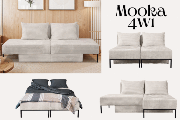 Sofa mit schlaffunktion,  Ecksofa, Betten, Liegestuhl,  MOOKA 4in1-Multifunktions-System, stoff Velo