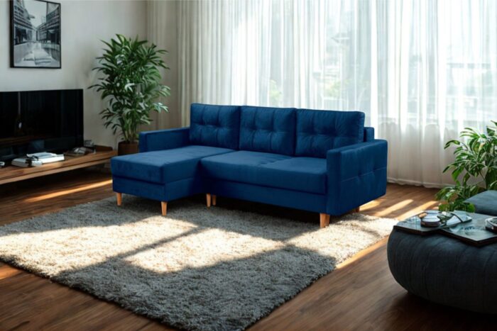 Ecksofa mit schlaffunktion und bettkasten, Ecksofa L-Form, Eckcouch L-Form Floro stoff Monolith
