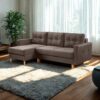 Ecksofa mit schlaffunktion und bettkasten, Ecksofa L-Form, Eckcouch L-Form Floro stoff Monolith