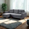 Ecksofa mit schlaffunktion und bettkasten, Ecksofa L-Form, Eckcouch L-Form Floro stoff Monolith