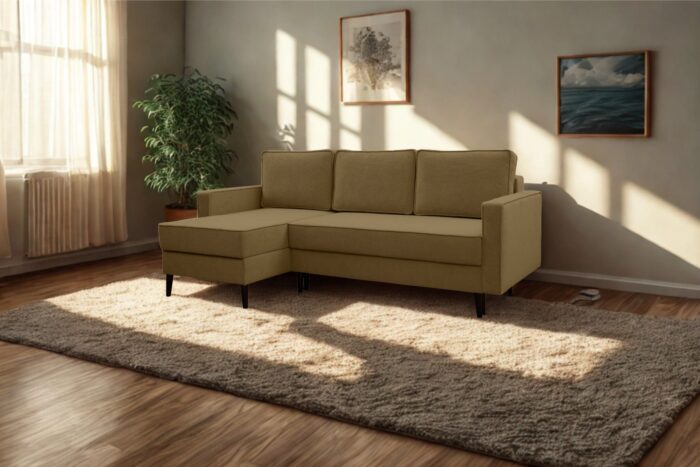 Ecksofa mit schlaffunktion und bettkasten, Ecksofa L-Form, Eckcouch L-Form KEBI stoff Curio