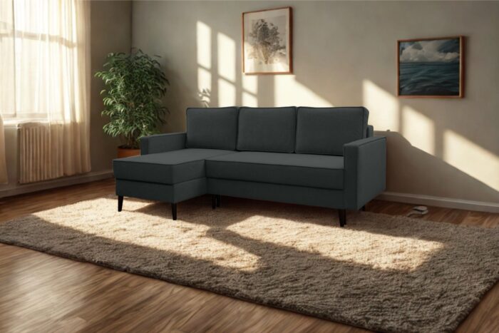 Ecksofa mit schlaffunktion und bettkasten, Ecksofa L-Form, Eckcouch L-Form KEBI stoff Curio