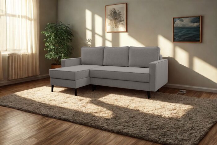 Ecksofa mit schlaffunktion und bettkasten, Ecksofa L-Form, Eckcouch L-Form KEBI stoff Curio