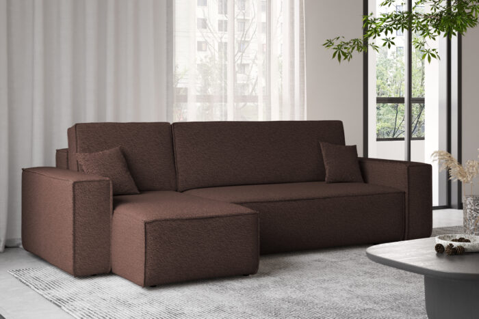 Ecksofa mit schlaffunktion und bettkasten, Ecksofa L-Form, Eckcouch L-Form BEST stoff Abriamo