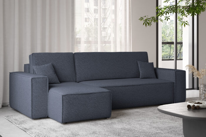 Ecksofa mit schlaffunktion und bettkasten, Ecksofa L-Form, Eckcouch L-Form BEST stoff Abriamo