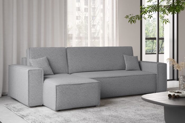 Ecksofa mit schlaffunktion und bettkasten, Ecksofa L-Form, Eckcouch L-Form BEST stoff Abriamo