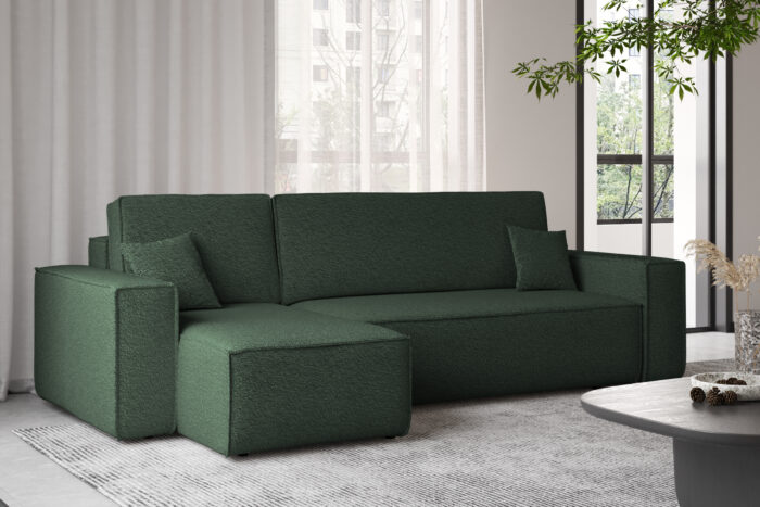 Ecksofa mit schlaffunktion und bettkasten, Ecksofa L-Form, Eckcouch L-Form BEST stoff Abriamo