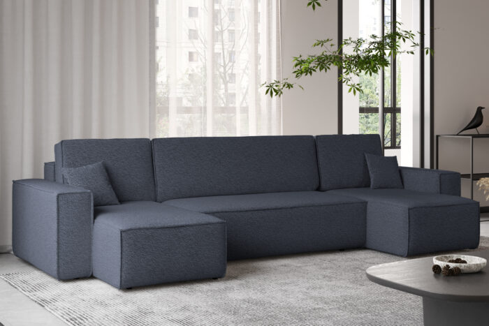 Ecksofa mit schlaffunktion und bettkasten, Sofa U-form, Couch U-form BEST stoff Abriamo