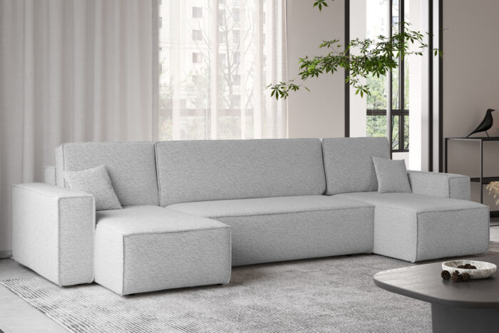 Ecksofa mit schlaffunktion und bettkasten, Sofa U-form, Couch U-form BEST stoff Abriamo