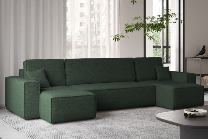 Ecksofa mit schlaffunktion und bettkasten, Sofa U-form, Couch U-form BEST stoff Abriamo