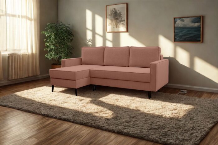 Ecksofa mit schlaffunktion und bettkasten, Ecksofa L-Form, Eckcouch L-Form KEBI stoff Curio