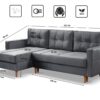 Ecksofa mit schlaffunktion und bettkasten, Ecksofa L-Form, Eckcouch L-Form Floro stoff Monolith