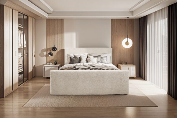 Boxspringbett mit bettkasten und topper LAMM stoff Sven