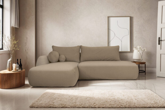 Ecksofa Fabo mit Schlaffunktion und Bettzeugcontainer, Stoff Quelle