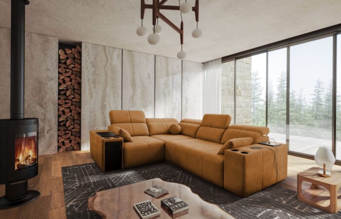 Ecksofa mit Schlaffunktion, USB und verstellbarer Rückenlehne Mindy II, Stoff Verita