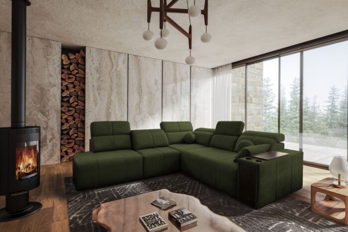 Ecksofa Mindy IX mit Schlaffunktion,verstellbarer Rückenlehne und Schultern ,Stoff Verita