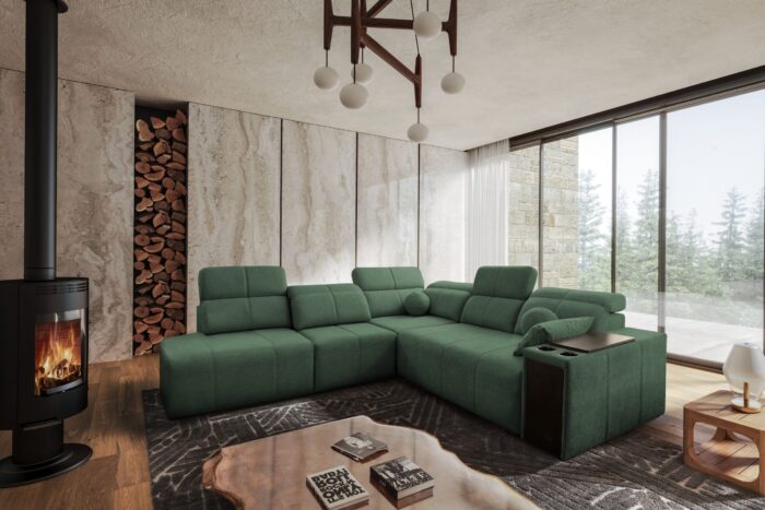 Ecksofa Mindy IX mit Schlaffunktion,verstellbarer Rückenlehne und Schultern ,Stoff Verita