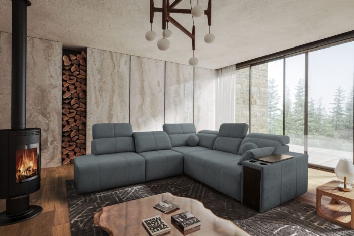 Ecksofa Mindy IX mit Schlaffunktion,verstellbarer Rückenlehne und Schultern ,Stoff Verita