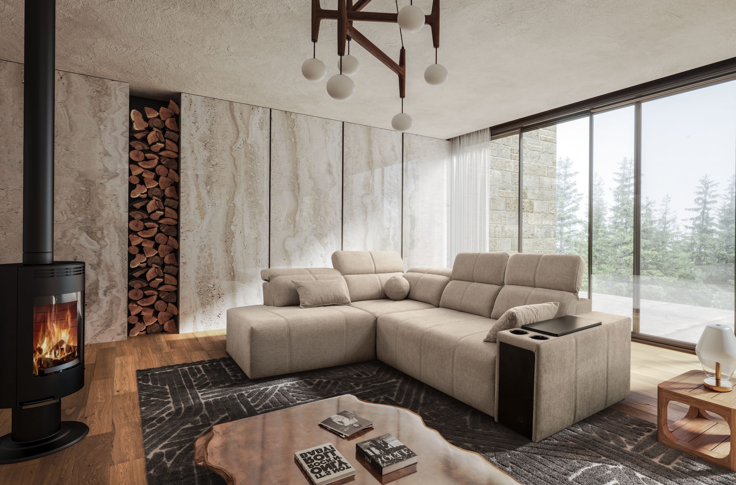 Ecksofa Mindy VII mit Schlaffunktion und verstellbarer Rückenlehne, Stoff Verita