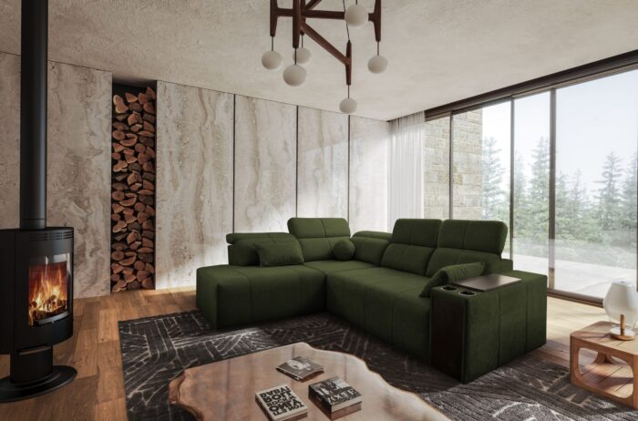 Ecksofa Mindy VII mit Schlaffunktion und verstellbarer Rückenlehne, Stoff Verita