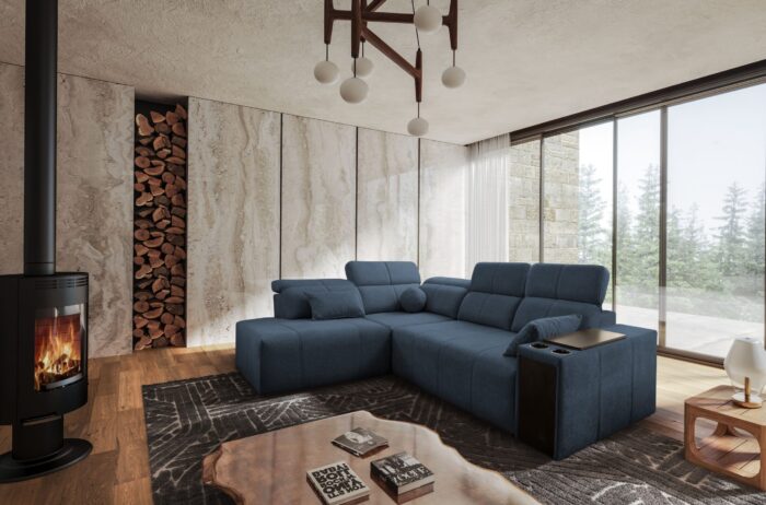 Ecksofa Mindy VII mit Schlaffunktion und verstellbarer Rückenlehne, Stoff Verita