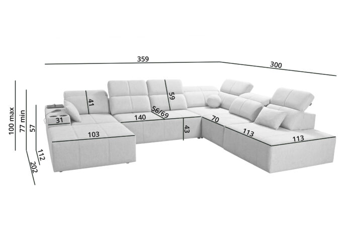 Ecksofa multifunktional Mindy X, Stoff Verita