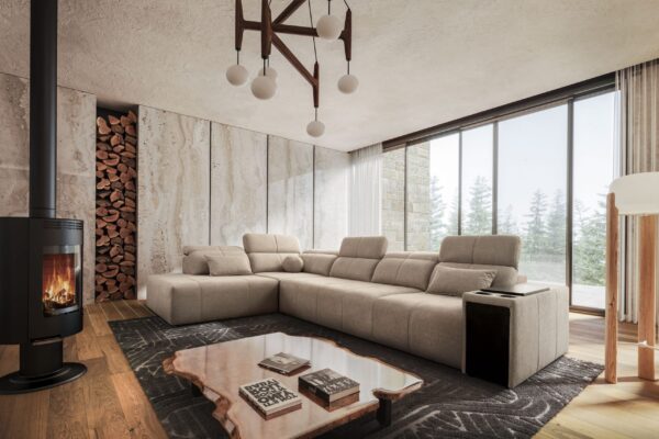 Ecksofa L-fom Mindy XI mit Schlaffunktion und verstellbarer Rückenlehne, Stoff Verita