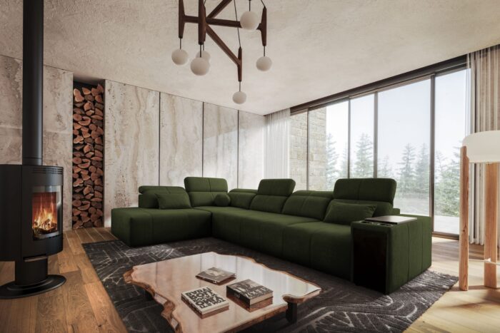 Ecksofa L-fom Mindy XI mit Schlaffunktion und verstellbarer Rückenlehne, Stoff Verita