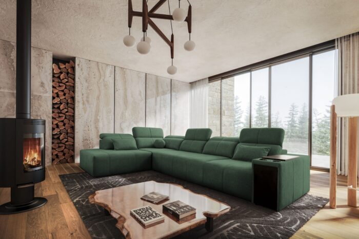 Ecksofa L-fom Mindy XI mit Schlaffunktion und verstellbarer Rückenlehne, Stoff Verita