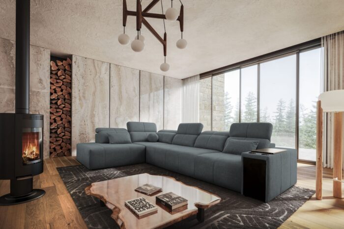 Ecksofa L-fom Mindy XI mit Schlaffunktion und verstellbarer Rückenlehne, Stoff Verita