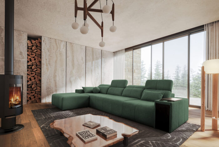 Ecksofa mit Schlaffunktion, USB und verstellbarer Rückenlehne Mindy XII, Stoff Verita