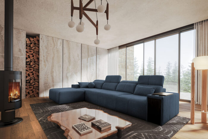 Ecksofa mit Schlaffunktion, USB und verstellbarer Rückenlehne Mindy XII, Stoff Verita