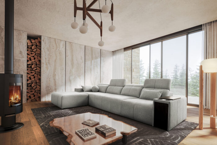 Ecksofa mit Schlaffunktion, USB und verstellbarer Rückenlehne Mindy XII, Stoff Verita