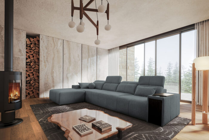 Ecksofa mit Schlaffunktion, USB und verstellbarer Rückenlehne Mindy XII, Stoff Verita