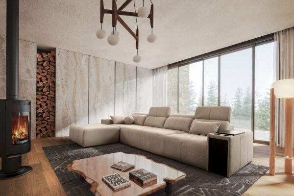 Ecksofa mit Schlaffunktion, USB und verstellbarer Rückenlehne Mindy XII, Stoff Verita