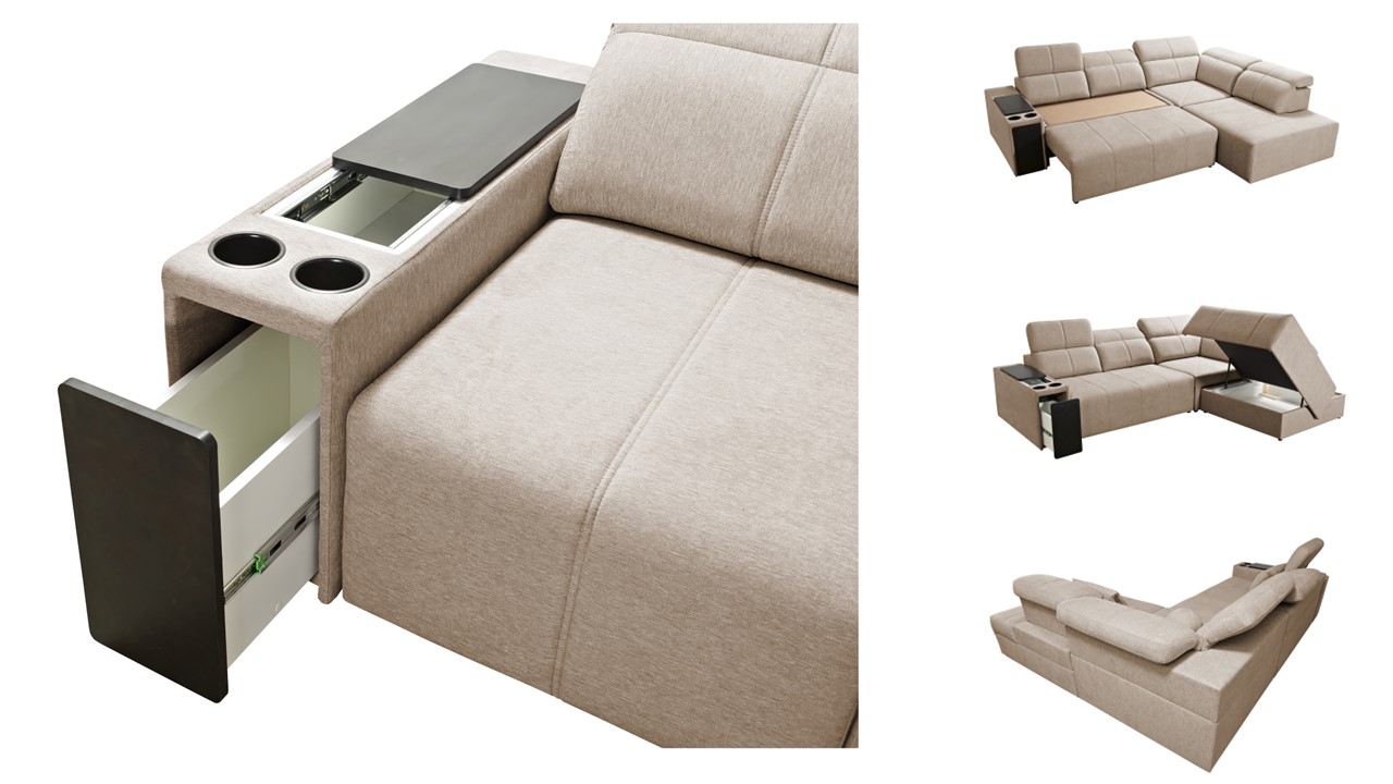 Ecksofa Mindy VII mit Schlaffunktion und verstellbarer Rückenlehne, Stoff Verita – Bild 10