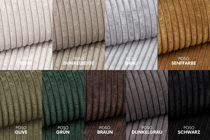 Ecksofa mit schlaffunktion und bettkasten, Eckcouch BEST XL stoff Poso Dicker Cord