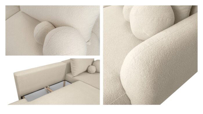 Ecksofa Fabo mit Schlaffunktion und Bettzeugcontainer, Stoff Quelle