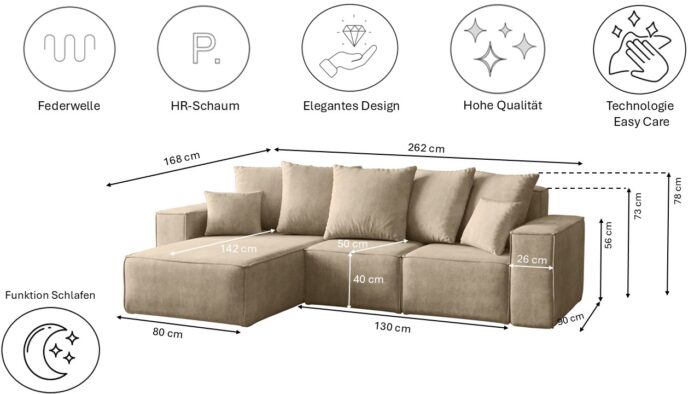 Modernes Ecksofa in L-Form aus der limitierten Kollektion Ella
