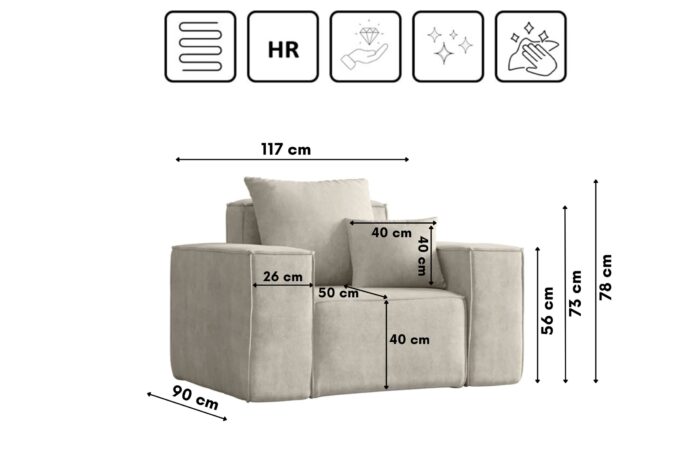 Sessel 1 sitzer ELLA Modern Noel stoff