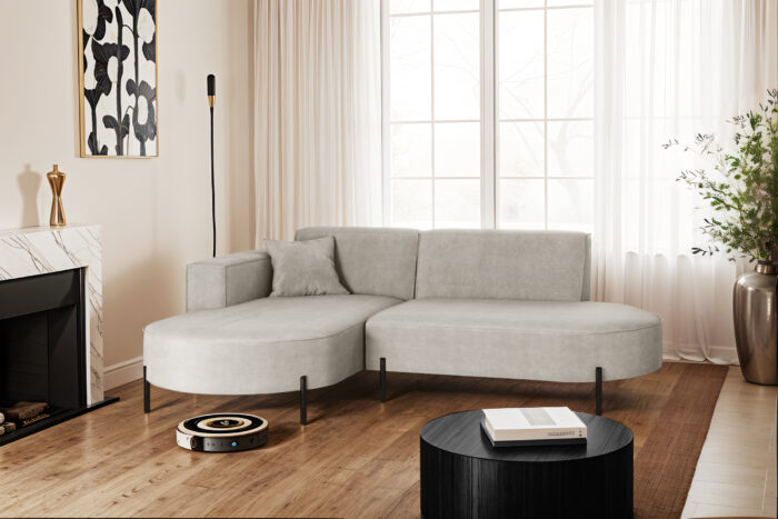 Ecksofa, Sofa L-Form Designer Modena Rein stoff Noel