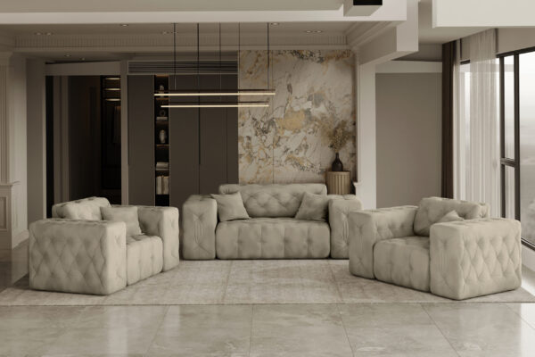 Lux 2+1 + 1 Sofagarnitur, elegant, klassisch, schick in elegantem Whisper Stoff