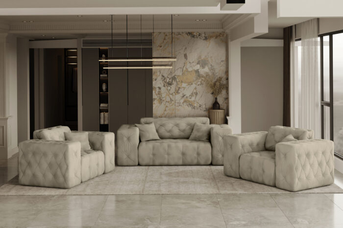 Lux 2+1 + 1 Sofagarnitur, elegant, klassisch, schick in elegantem Whisper Stoff