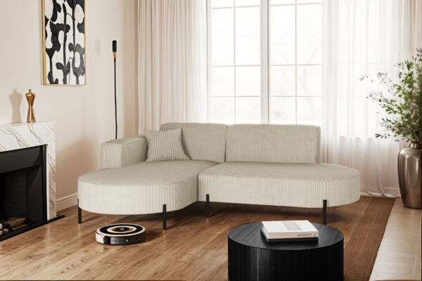 Ecksofa, Sofa L-Form Designer Modena Rein stoff Poso