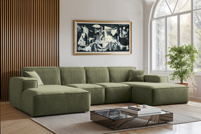 Sofa U-Form Siena, U-förmiges Ecksofa, Stoff Salvador